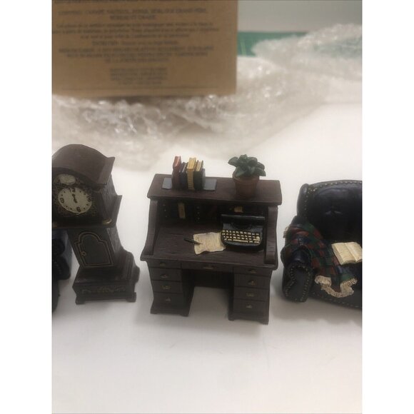 Avon Collectibles Victorian Memories Miniature Doll Furniture Library Nos - Picture 5 of 16